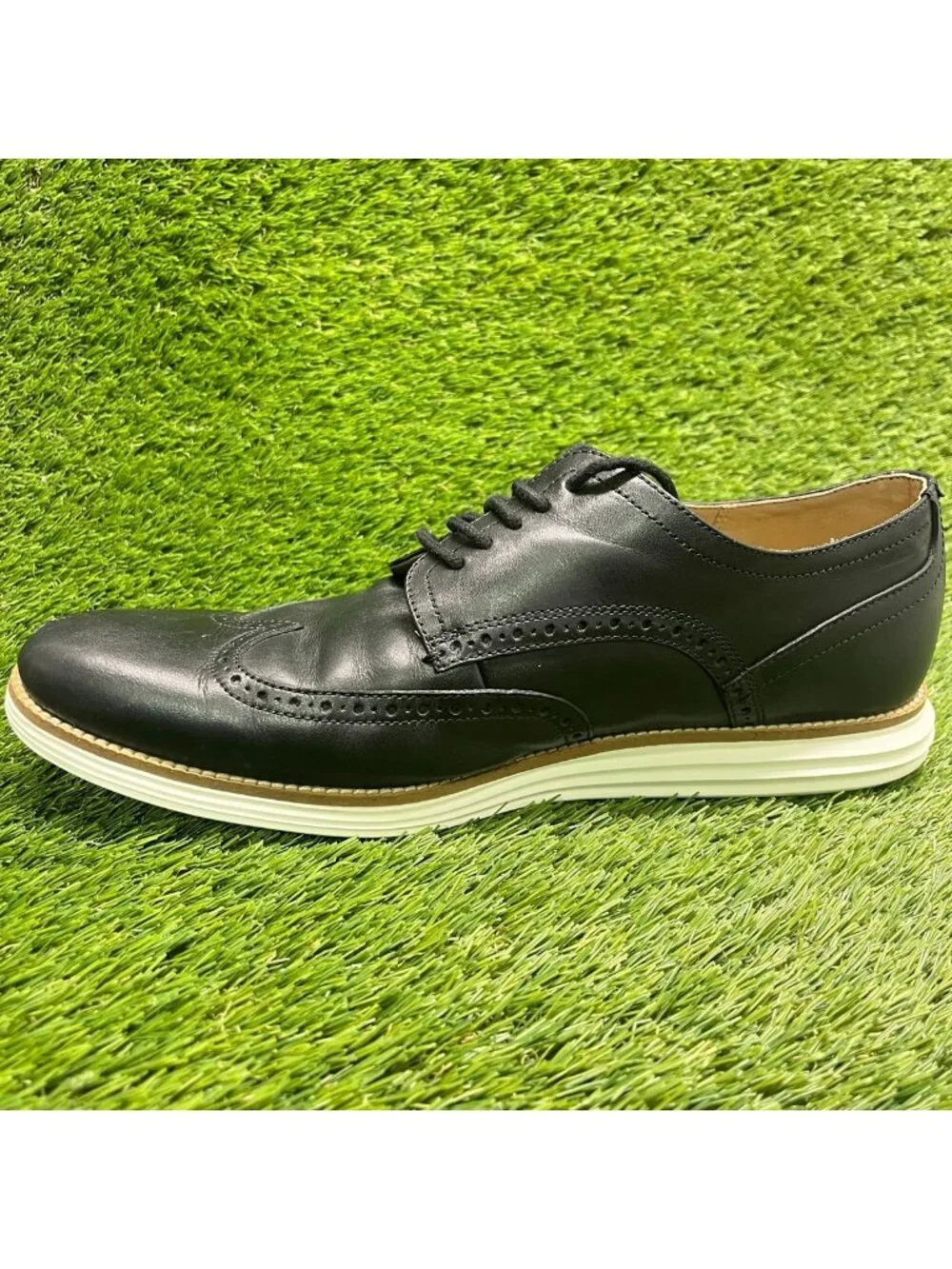 Cole Haan OriginalGrand Mens Size 13 Black Classic Lace Up Wingtip Oxford Shoes